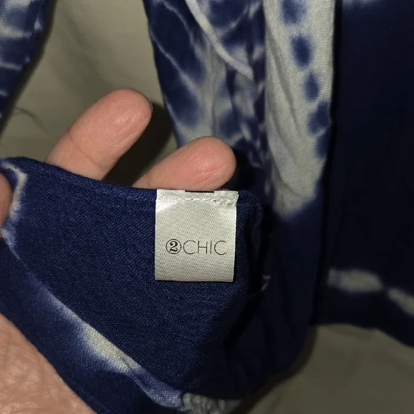 2 Chic Blue and White Tie Dyed Kimono Swim Cover Up OS Viscose - Picture 4 of 9